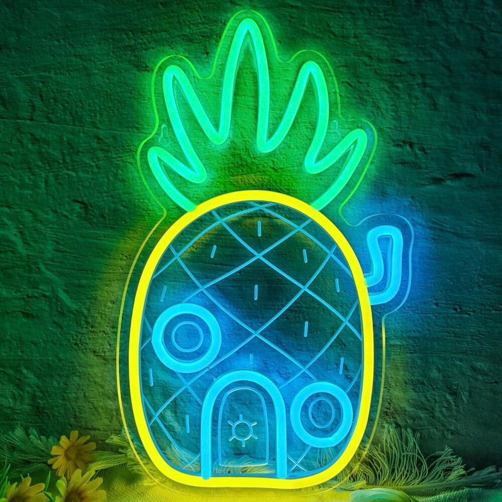 SpongeBob SquarePants Neon Sign LED Pineapple House Night Light Room Wall Decor